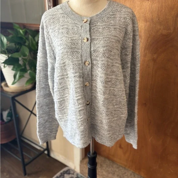 Grey button up sweater 
Women’s size XL - Picture 3 of 14